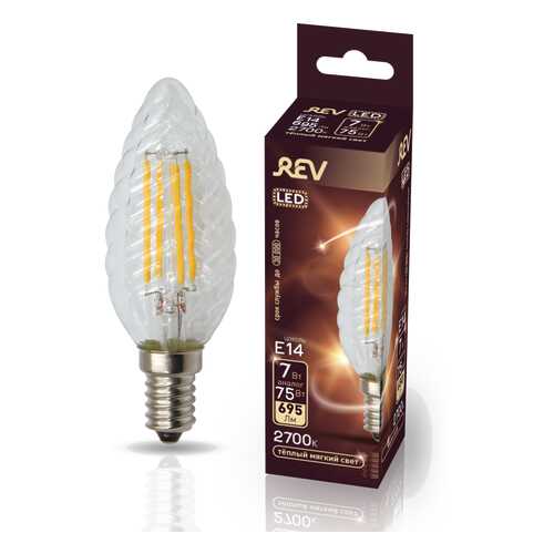 Лампа светодиодная REV FILAMENT свеча витая TC37 E14 7W, 2700K, DECO Premium, теплый свет в Уютерра